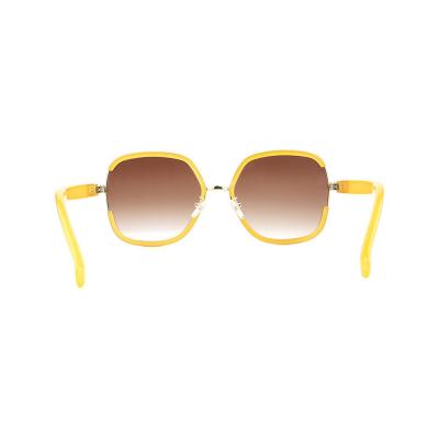 H10372(1) Women's Spring Hinge yellow Hybrid Full Rim Geometric Luxury Sunglasses Eyewear