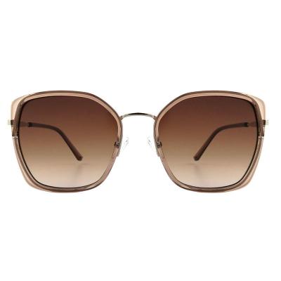 H10389(2) Women's Lightweight olive/brown with gold accents Hybrid Full Rim Geometric Luxury Sunglasses Eyewear