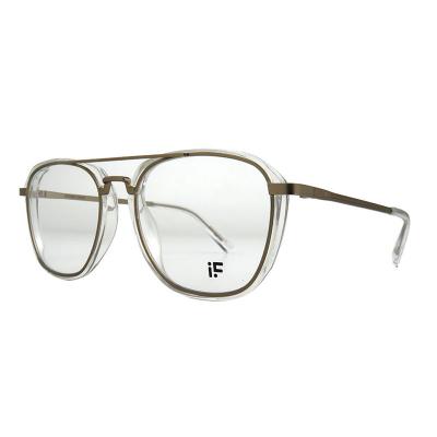 H10384(1) Unisex Polarized gold Hybrid Full Rim Aviator Modern Sunglasses Eyewear