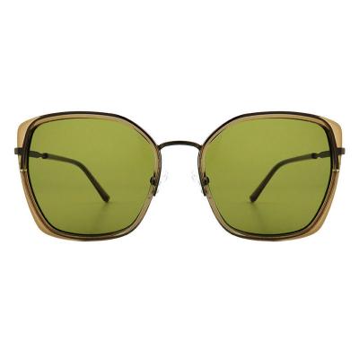 H10389(1) Women's Premium Quality olive/brown with gold accents Hybrid Full Rim Geometric Luxury Sunglasses Eyewear