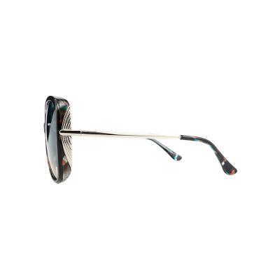 H10376(1) Women's Hand Polished multicolor tortoiseshell (turquoise/teal/amber/brown) Hybrid Full Rim Butterfly Modern Sunglasses Eyewear