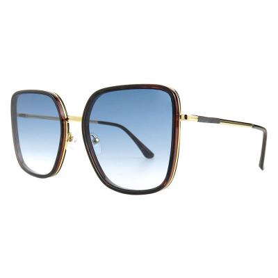 H10390(3) Women's Scratch Resistant black with gold accents Hybrid Full Rim Square Luxury Sunglasses Eyewear