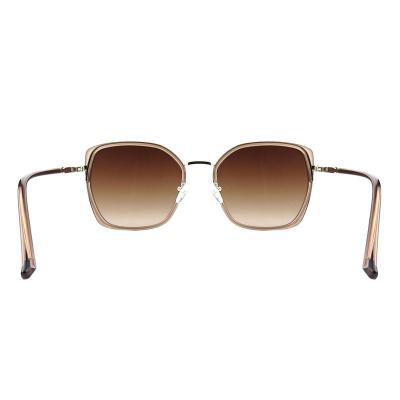 H10389(2) Women's Lightweight olive/brown with gold accents Hybrid Full Rim Geometric Luxury Sunglasses Eyewear