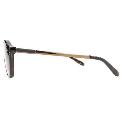 H10379(2) Women's Hand Polished brown/tortoiseshell Hybrid Full Rim Round Vintage Sunglasses Eyewear