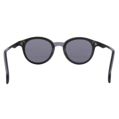 H10378(2) Unisex Lightweight charcoal gray/smoke Hybrid Full Rim Round Modern Sunglasses Eyewear