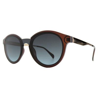 H10378(3) Unisex Durable charcoal gray/smoke Hybrid Full Rim Round Modern Sunglasses Eyewear