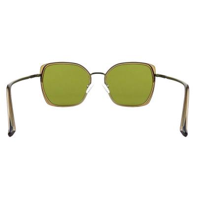 H10389(1) Women's Premium Quality olive/brown with gold accents Hybrid Full Rim Geometric Luxury Sunglasses Eyewear