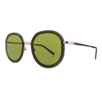 H10387(2) Women's Polarized rose gold with brown Hybrid Full Rim Round Luxury Sunglasses Eyewear