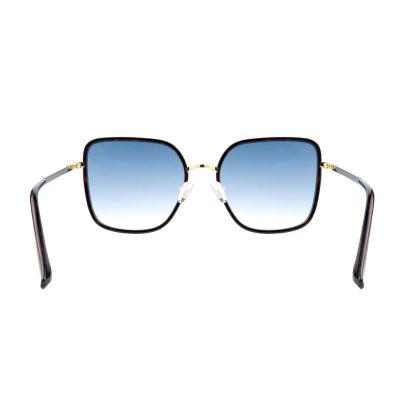 H10390(3) Women's Scratch Resistant black with gold accents Hybrid Full Rim Square Luxury Sunglasses Eyewear