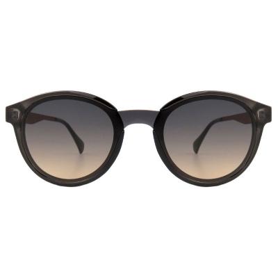 H10378(1) Unisex Spring Hinge charcoal gray/smoke Hybrid Full Rim Round Modern Sunglasses Eyewear