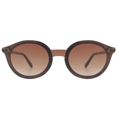 H10379(1) Women's Polarized brown/tortoiseshell Hybrid Full Rim Round Vintage Sunglasses Eyewear