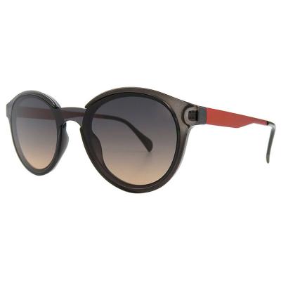 H10378(1) Unisex Spring Hinge charcoal gray/smoke Hybrid Full Rim Round Modern Sunglasses Eyewear