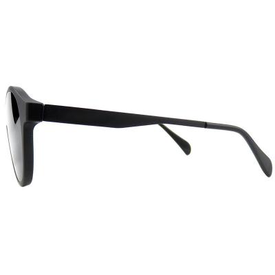 H10378(2) Unisex Lightweight charcoal gray/smoke Hybrid Full Rim Round Modern Sunglasses Eyewear