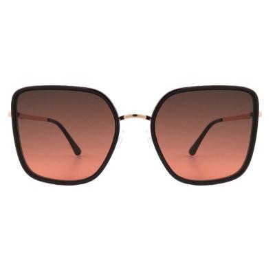 H10390(1) Women's Scratch Resistant black with gold accents Hybrid Full Rim Square Luxury Sunglasses Eyewear
