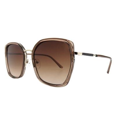 H10389(2) Women's Lightweight olive/brown with gold accents Hybrid Full Rim Geometric Luxury Sunglasses Eyewear