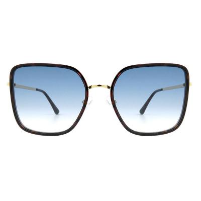 H10390(3) Women's Scratch Resistant black with gold accents Hybrid Full Rim Square Luxury Sunglasses Eyewear