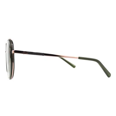 H10387(2) Women's Polarized rose gold with brown Hybrid Full Rim Round Luxury Sunglasses Eyewear