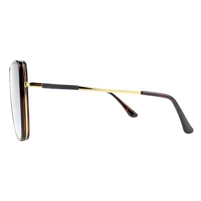 H10390(3) Women's Scratch Resistant black with gold accents Hybrid Full Rim Square Luxury Sunglasses Eyewear