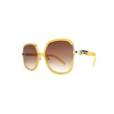 H10372(1) Women's Spring Hinge yellow Hybrid Full Rim Geometric Luxury Sunglasses Eyewear