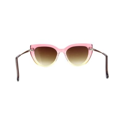 H10373(1) Women's Lightweight pink to yellow gradient (ombre) Hybrid Full Rim Cat Eye Modern Sunglasses Eyewear