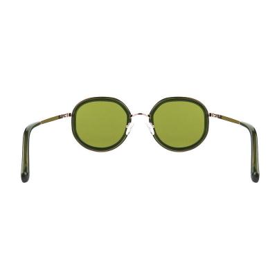 H10387(2) Women's Polarized rose gold with brown Hybrid Full Rim Round Luxury Sunglasses Eyewear
