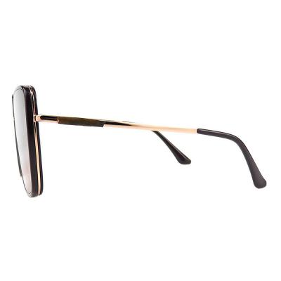 H10390(1) Women's Scratch Resistant black with gold accents Hybrid Full Rim Square Luxury Sunglasses Eyewear