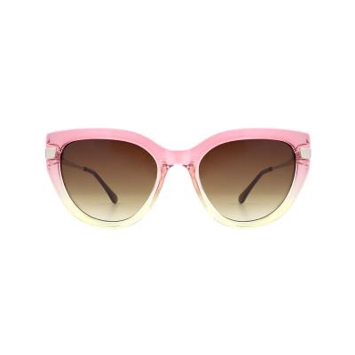 H10373(1) Women's Lightweight pink to yellow gradient (ombre) Hybrid Full Rim Cat Eye Modern Sunglasses Eyewear