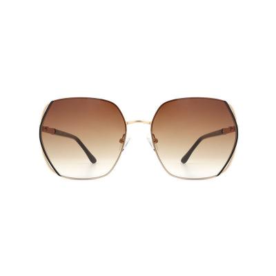 H10369(1) Women's Polarized gold Hybrid Semi Rimless Geometric Luxury Sunglasses Eyewear