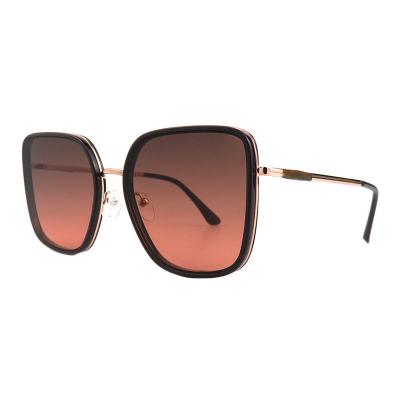 H10390(1) Women's Scratch Resistant black with gold accents Hybrid Full Rim Square Luxury Sunglasses Eyewear