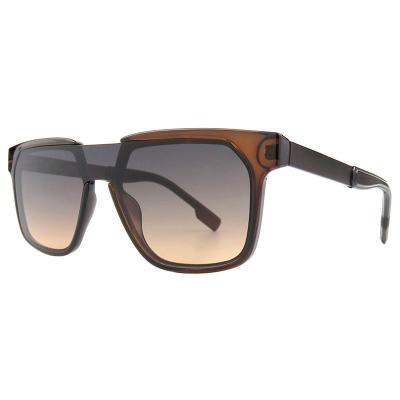 H10382(1) Unisex Lightweight tortoiseshell brown Hybrid Full Rim Square Luxury Sunglasses Eyewear