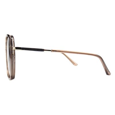 H10389(2) Women's Lightweight olive/brown with gold accents Hybrid Full Rim Geometric Luxury Sunglasses Eyewear