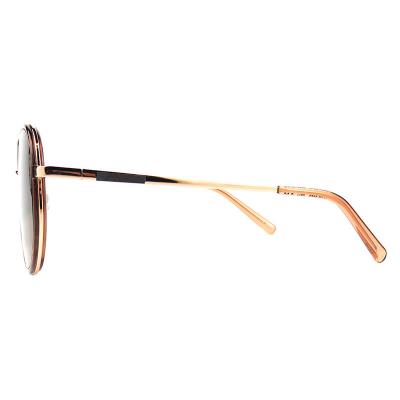 H10387(1) Women's Durable rose gold with brown Hybrid Full Rim Round Luxury Sunglasses Eyewear