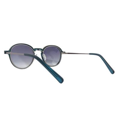 H10394(1) Unisex Lightweight dark green/teal Hybrid Full Rim Round Modern Sunglasses Eyewear