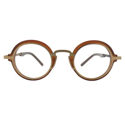 H10397(2) Unisex Hand Polished clear/silver/dark gray Hybrid Full Rim Round Modern Sunglasses Eyewear