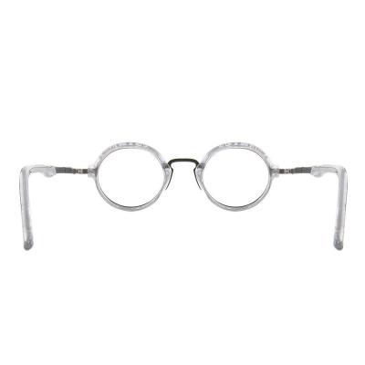 H10397(1) Unisex Premium Quality clear/silver/dark gray Hybrid Full Rim Round Modern Sunglasses Eyewear