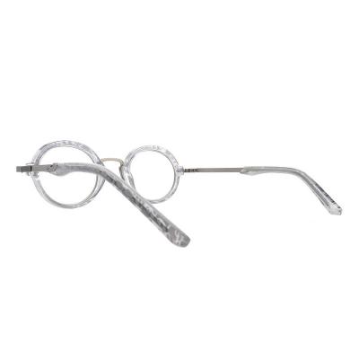 H10397(1) Unisex Premium Quality clear/silver/dark gray Hybrid Full Rim Round Modern Sunglasses Eyewear