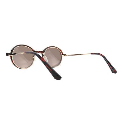 H10402(2) Unisex Spring Hinge caramel brown Hybrid Full Rim Round Modern Sunglasses Eyewear