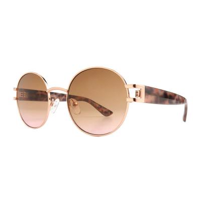 H10415(1) Women's Lightweight rose gold Hybrid Full Rim Round Luxury Sunglasses Eyewear