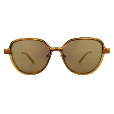 H10398(1) Unisex Durable amber/honey brown Hybrid Full Rim Round Vintage Sunglasses Eyewear