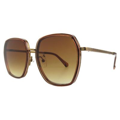 H10391(2) Women's Premium Quality black with gold accents Hybrid Full Rim Geometric Luxury Sunglasses Eyewear