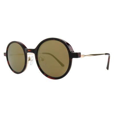 H10402(2) Unisex Spring Hinge caramel brown Hybrid Full Rim Round Modern Sunglasses Eyewear