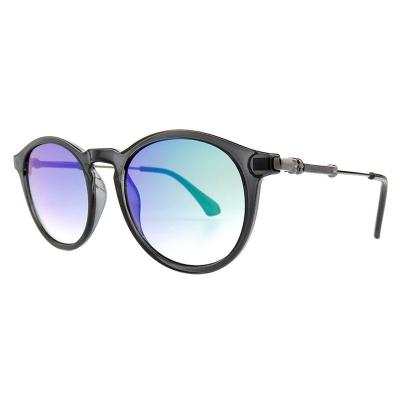 H10401(1) Unisex Premium Quality black Hybrid Full Rim Round Modern Sunglasses Eyewear
