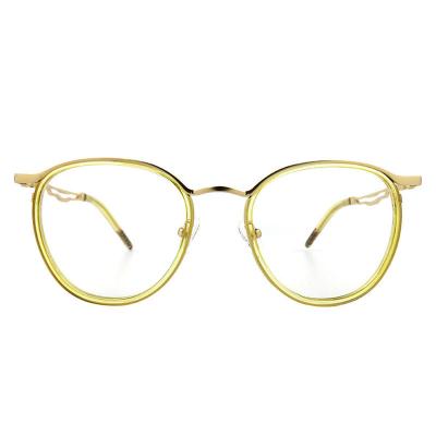 H10393(1) Unisex Lightweight gold Hybrid Full Rim Round Vintage Sunglasses Eyewear
