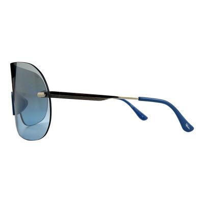 H10409(1) Unisex UV400 Protection silver/navy blue Hybrid Rimless Shield Luxury Sunglasses Eyewear