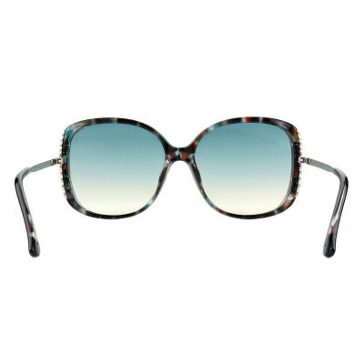 H10412(1) Women's UV400 Protection tortoiseshell with turquoise accents Hybrid Full Rim Butterfly Luxury Sunglasses Eyewear