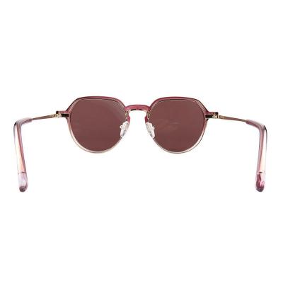 H10400(1) Unisex Polarized burgundy gradient Hybrid Full Rim Geometric Modern Sunglasses Eyewear