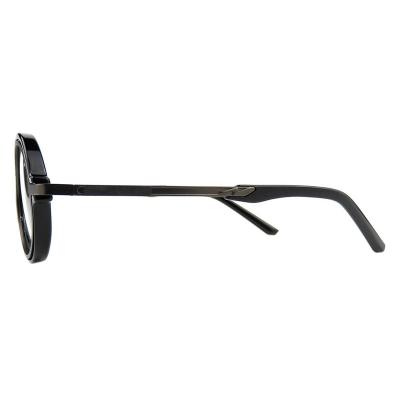 H10397(3) Unisex Lightweight clear/silver/dark gray Hybrid Full Rim Round Modern Sunglasses Eyewear