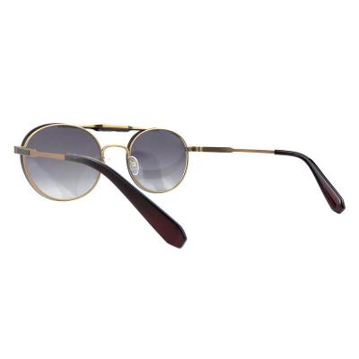 H10403(1) Unisex Durable black and gold Hybrid Full Rim Round Modern Sunglasses Eyewear