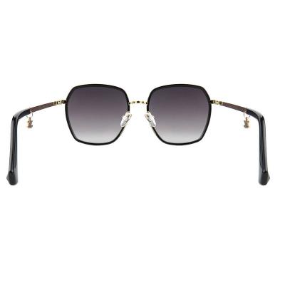 H10391(1) Women's Lightweight black with gold accents Hybrid Full Rim Geometric Luxury Sunglasses Eyewear