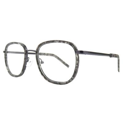 H10395(1) Unisex Spring Hinge gray marbled Hybrid Full Rim Geometric Modern Sunglasses Eyewear